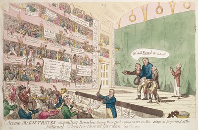 Magistrats en action se commettant, étant leur première apparition comme joué au National Theatre Covent Garden, Londres, 1809 - James Gillray